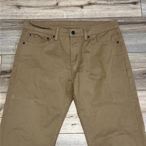 Men's Levis 505 Regular Fit Pants SZ 36x32 Tan Modern Stretch White Tab - Picture 2 of 13